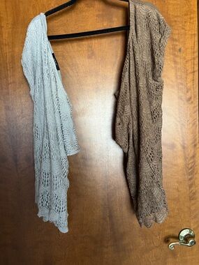 Verve Ami Light Gray and Brown Bundle Lace  Knit Women's Tops